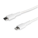 StarTech RUSBCLTMM2MW 6 foot/2m Durable White USB-C to Lightning Cable, Rugged
