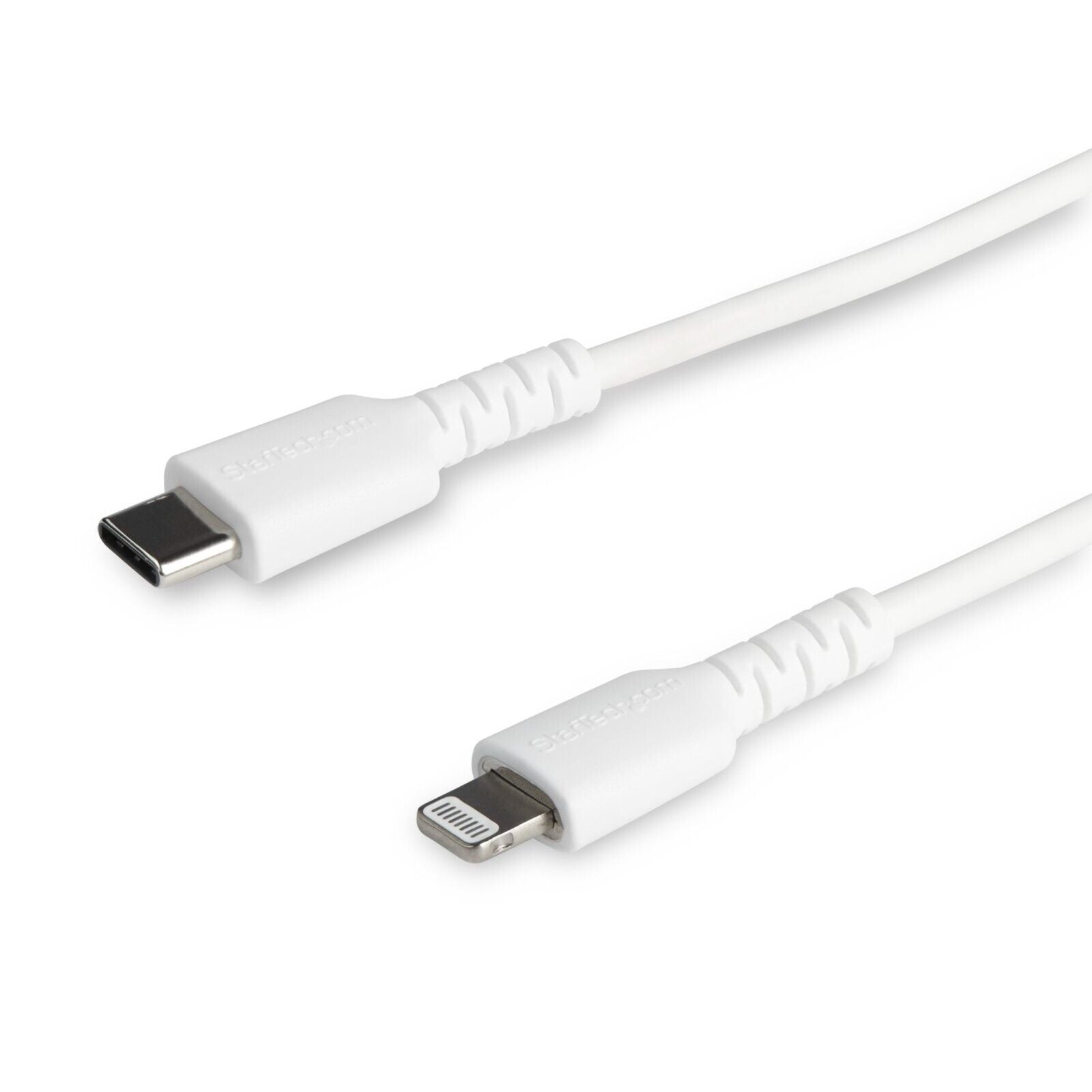 StarTech RUSBCLTMM2MW 6 foot/2m Durable White USB-C to Lightning Cable, Rugged