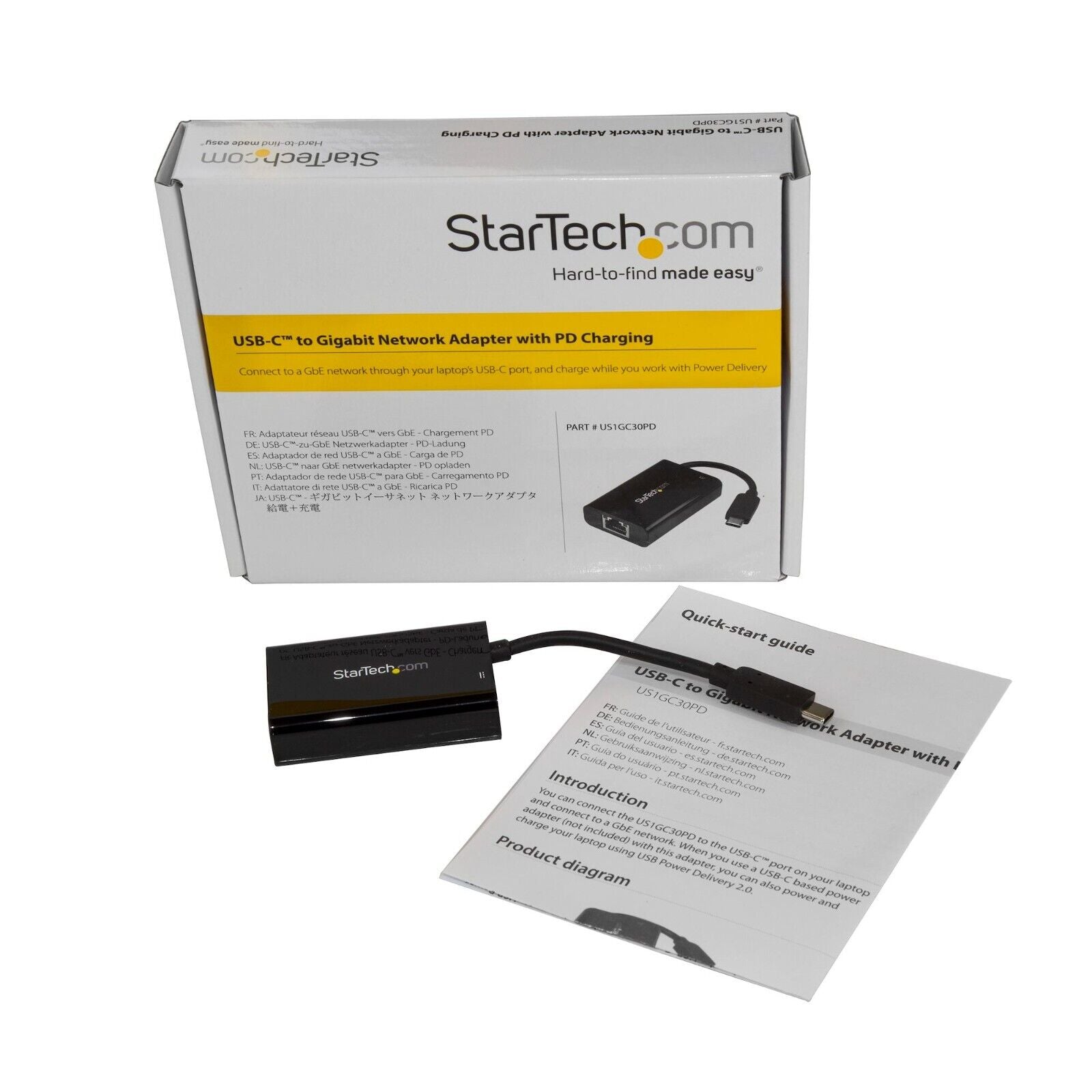 StarTech US1GC30PD USB C to Gigabit Ethernet Adapter/Converter w/PD 2.0 - 1Gbps