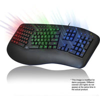 Adesso AKB-150EB Color Illuminated Ergonomic Keyboard - Cable Connectivity - USB