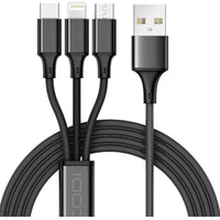 CODi A01068 4' 3-in-1 USB Fast Multi Charging Cable - 4 ft Lightning/Micro-USB