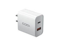 CODi A01102 Dual Port 20W Wall Charger/AC Adapter (USB-C, USB-A Outputs) - 20W