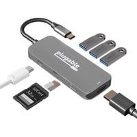 Plugable USBC-7IN1 USB-C Hub 7-in-1, Compatible with Mac, Windows, Chromebook,