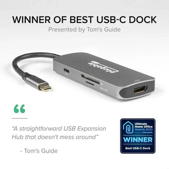 Plugable USBC-7IN1 USB-C Hub 7-in-1, Compatible with Mac, Windows, Chromebook,