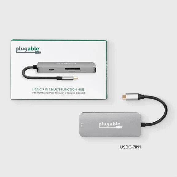 Plugable USBC-7IN1 USB-C Hub 7-in-1, Compatible with Mac, Windows, Chromebook,