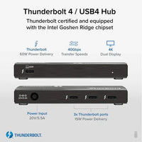 Plugable TBT4-HUB3C 4-Port Thunderbolt 4 Hub Connect & Charge on Each Downstream