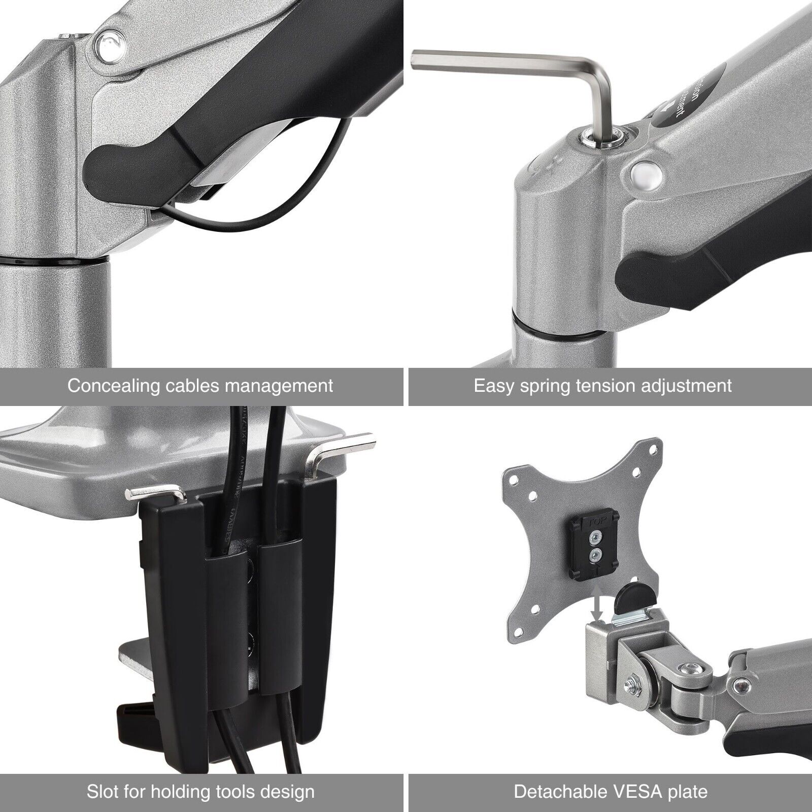 SIIG CE-MT2E12-S1 High Premium Aluminum Gas Spring Desk Mount - Dual Monitor