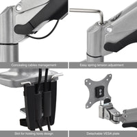 SIIG CE-MT2E12-S1 High Premium Aluminum Gas Spring Desk Mount - Dual Monitor
