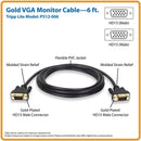 Tripp Lite P512-006 6FT VGA Monitor Gold Cable Molded Shielded HD15 M/M BLACK