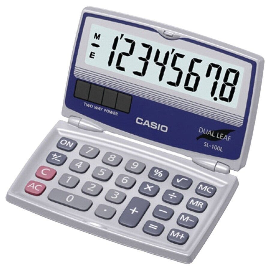 Casio SL-100L Foldable Calculator - Foldable, Battery Backup, Sign Change,