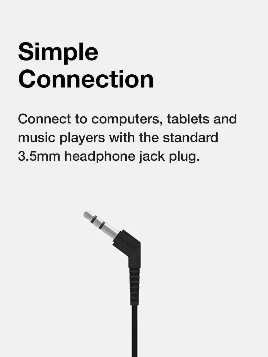 Koss KPH7 Colors On Ear Headphones - Black - Mini-phone (3.5mm) - Wired - 32 Ohm