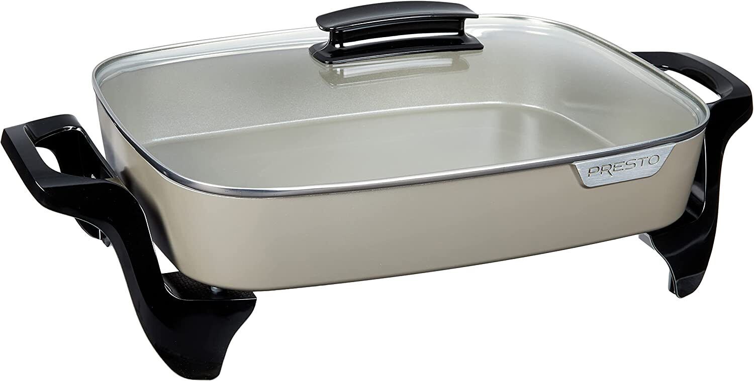 Presto 06856 16-inch Ceramic Electric Skillet - 1500 W - 120V AC -Tempered Glass