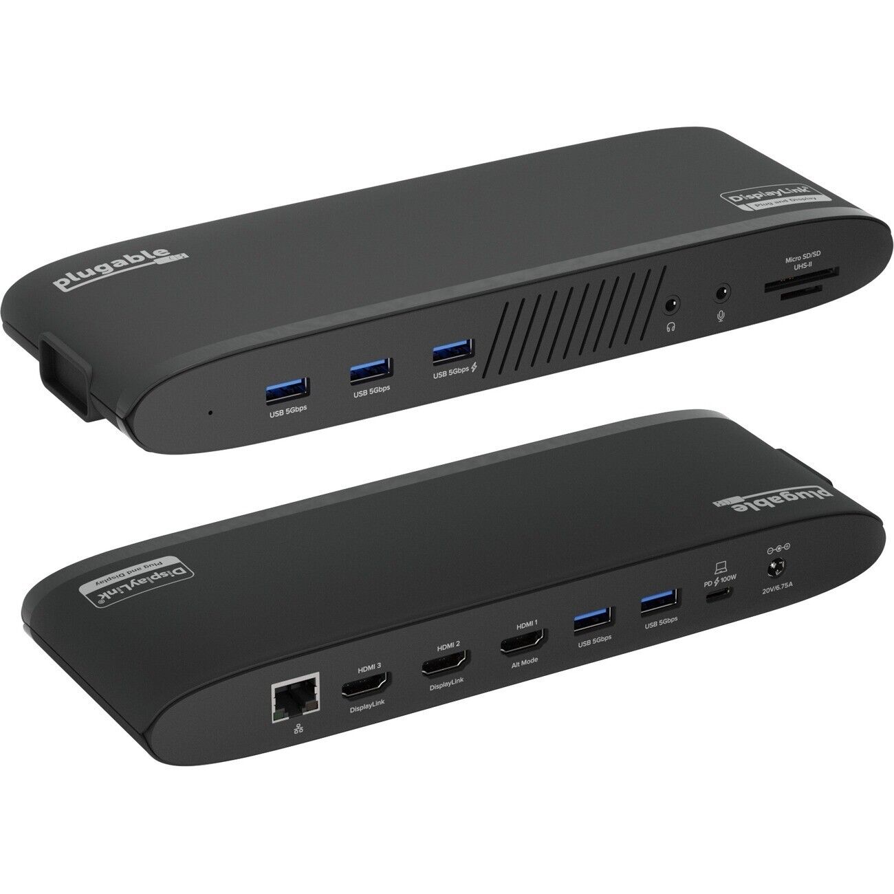 Plugable UD-3900PDH 14-in-1 USB-C Triple Monitor Laptop Docking Station with