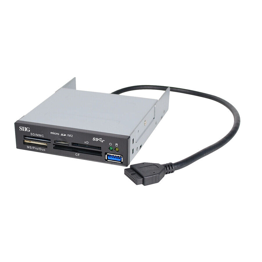SIIG JU-MR0A11-S1 USB 3.0 Internal Bay Multi Card Reader - USB 3.0 - Black