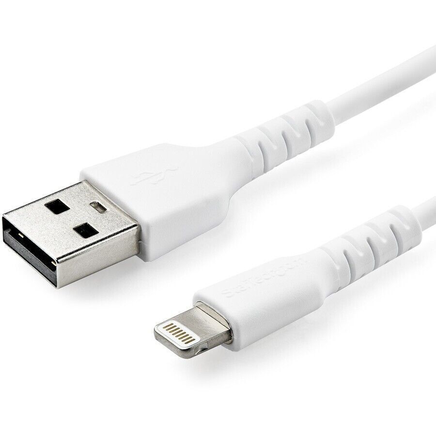 StarTech RUSBLTMM1M 3 foot/1m Durable White USB-A to Lightning Cable, Rugged