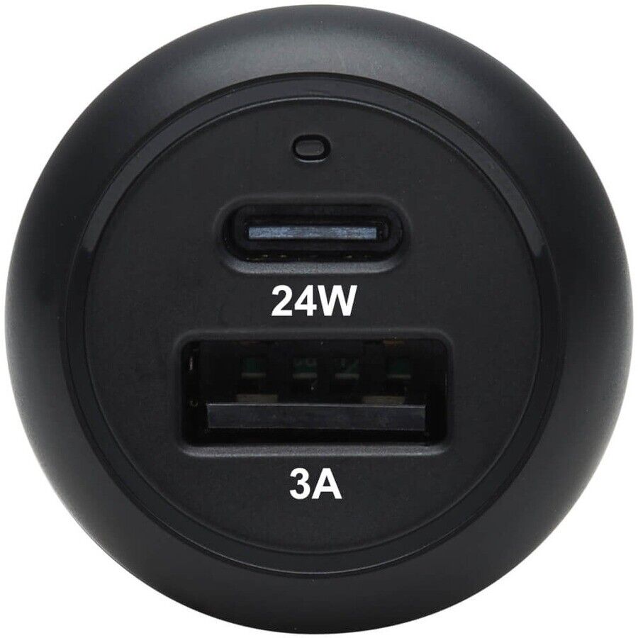 Tripp Lite U280-C02-24W-1B USB-C USB-A Quick Car Charger 2 Ports 24W 3A Black