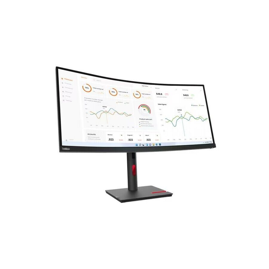 Lenovo 63D4GAR1US ThinkVision T34w-30 34" UW-QHD Curved Screen LCD Monitor