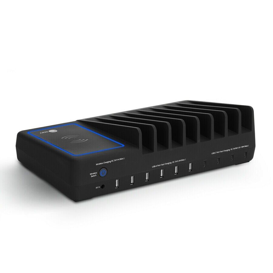 SIIG AC-PW1R11-S1 10-Port USB-A/C & Wireless Charging Station - 150W