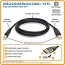 Tripp Lite U022-010 10FT USB 2.0 Hi Speed Device Cable Shielded USB-A USB-B Beig