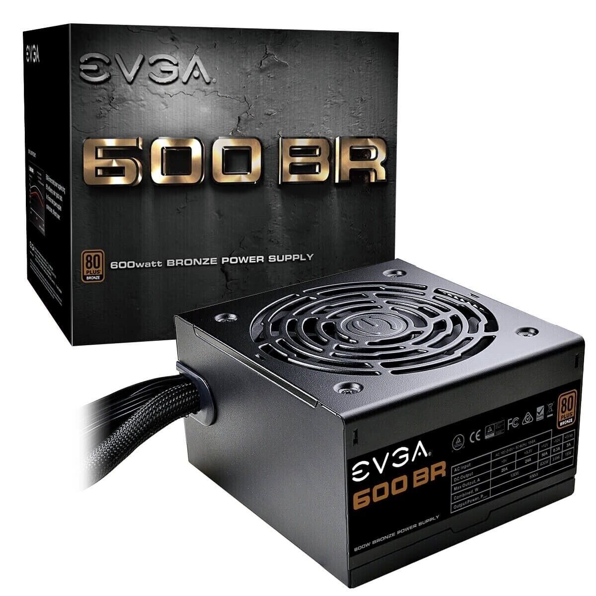 EVGA 100-BR-0600-K1 PS 600 BR 600W 80+BRONZE 12V PCIE 120mm Long SleeveBearing