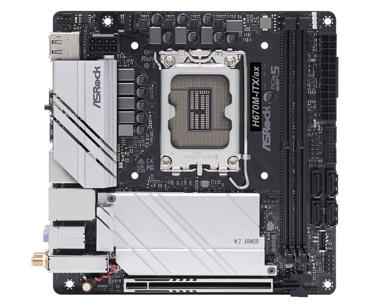 ASRock H670M-ITX/AX Motherboard AX H670 LGA1700 Max64GB DDR4 Mini-ITX