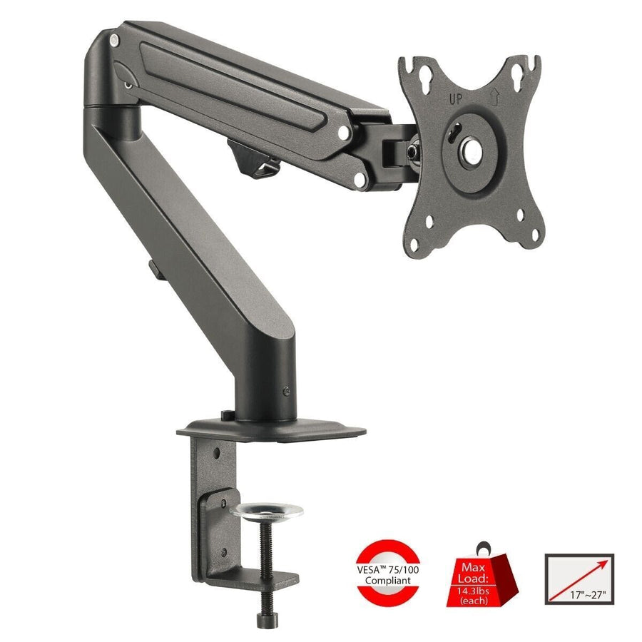 SIIG CE-MT3311-S1 Single Gas Spring C-Clamp Desk Mount 27 Brown Box