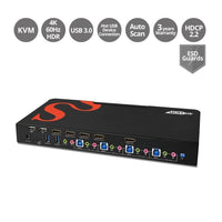 SIIG CE-H25611-S1 4PT HDMI2.0 4K HDR KVM Switch w USB3.0 & Multi-Media