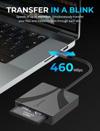 Sabrent CR-CF20 CFAST 2.0 USB C LED Card Reader BOT UASP up to 460Mbps 5Gbps