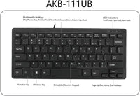 Adesso AKB-111UB 78 Key SlimTouch Mini Keyboard USB Multimedia Internet Hot Keys