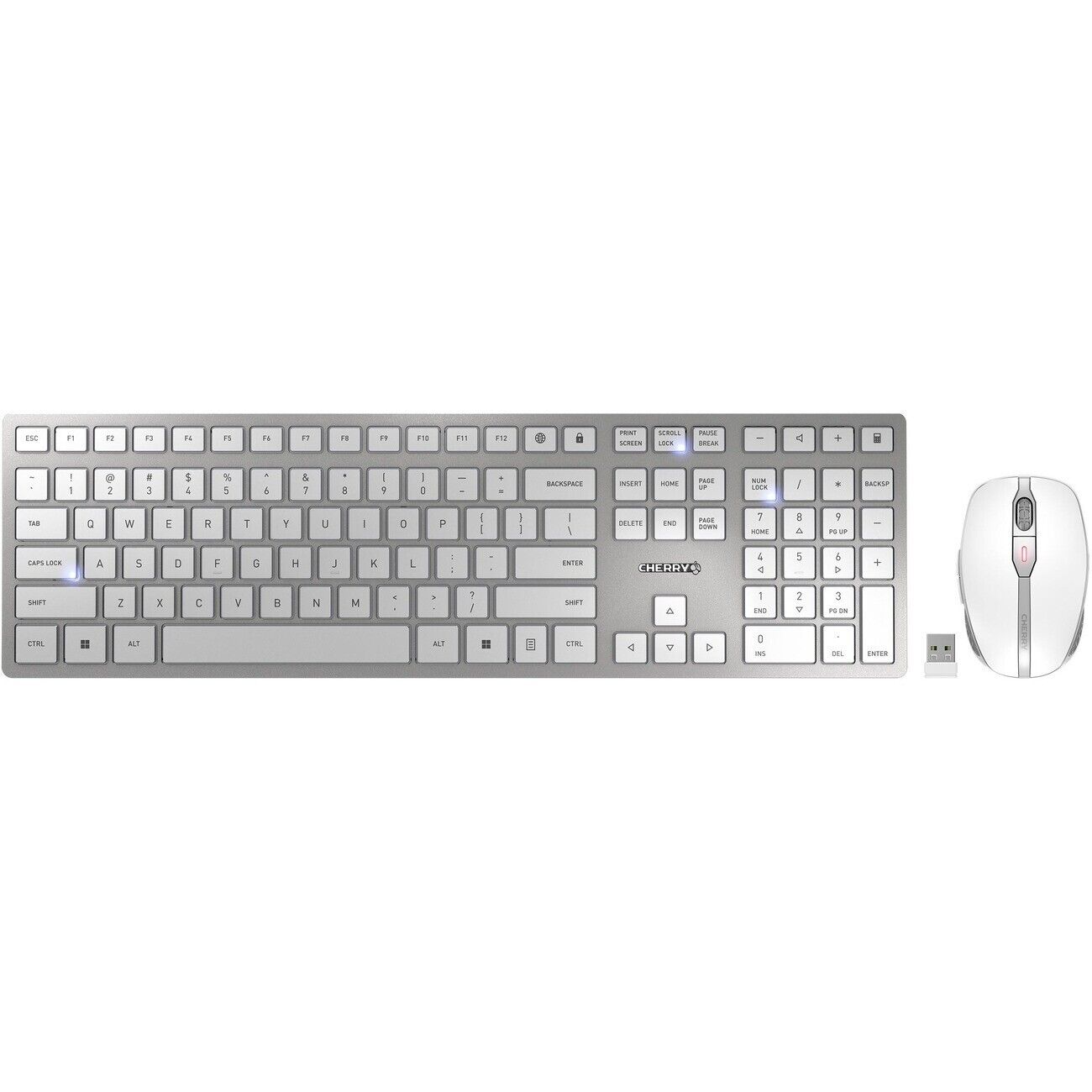 Cherry JD-9100US-1 DW 9100 Bluetooth Wireless Keyboard Mouse Silver White