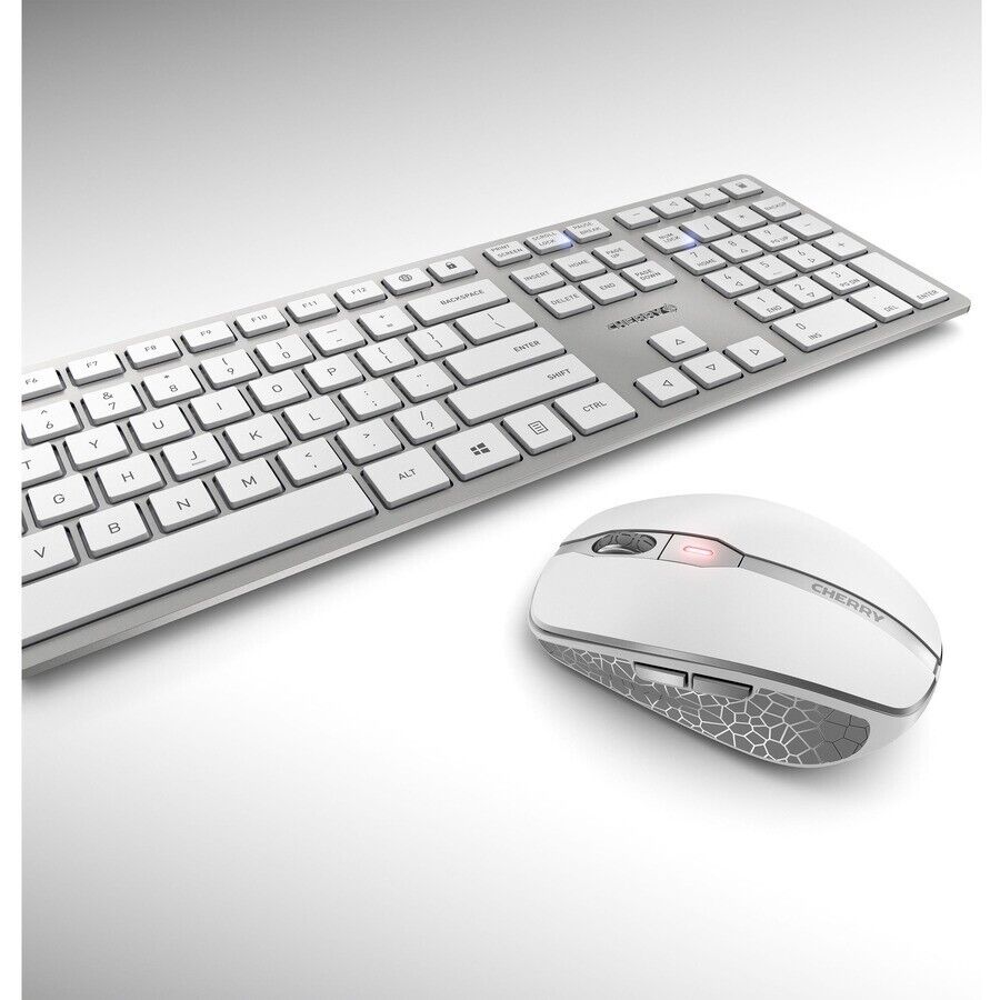 Cherry JD-9100US-1 DW 9100 Bluetooth Wireless Keyboard Mouse Silver White