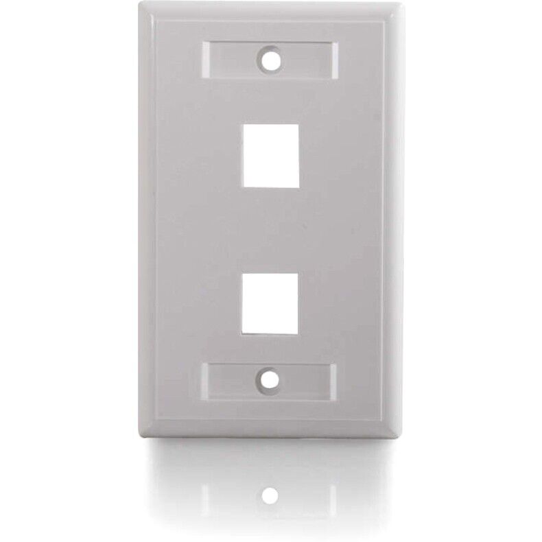 C2G 03411 2 Slot Port Keystone Wall Face Plate WHITE Single Gang Flush Mount