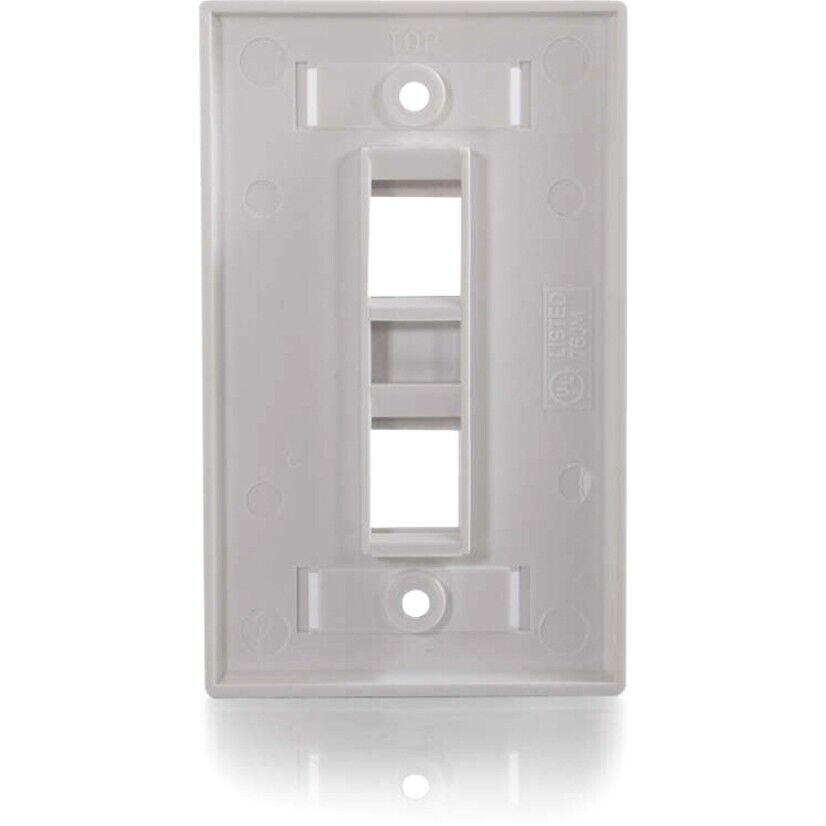 C2G 03411 2 Slot Port Keystone Wall Face Plate WHITE Single Gang Flush Mount