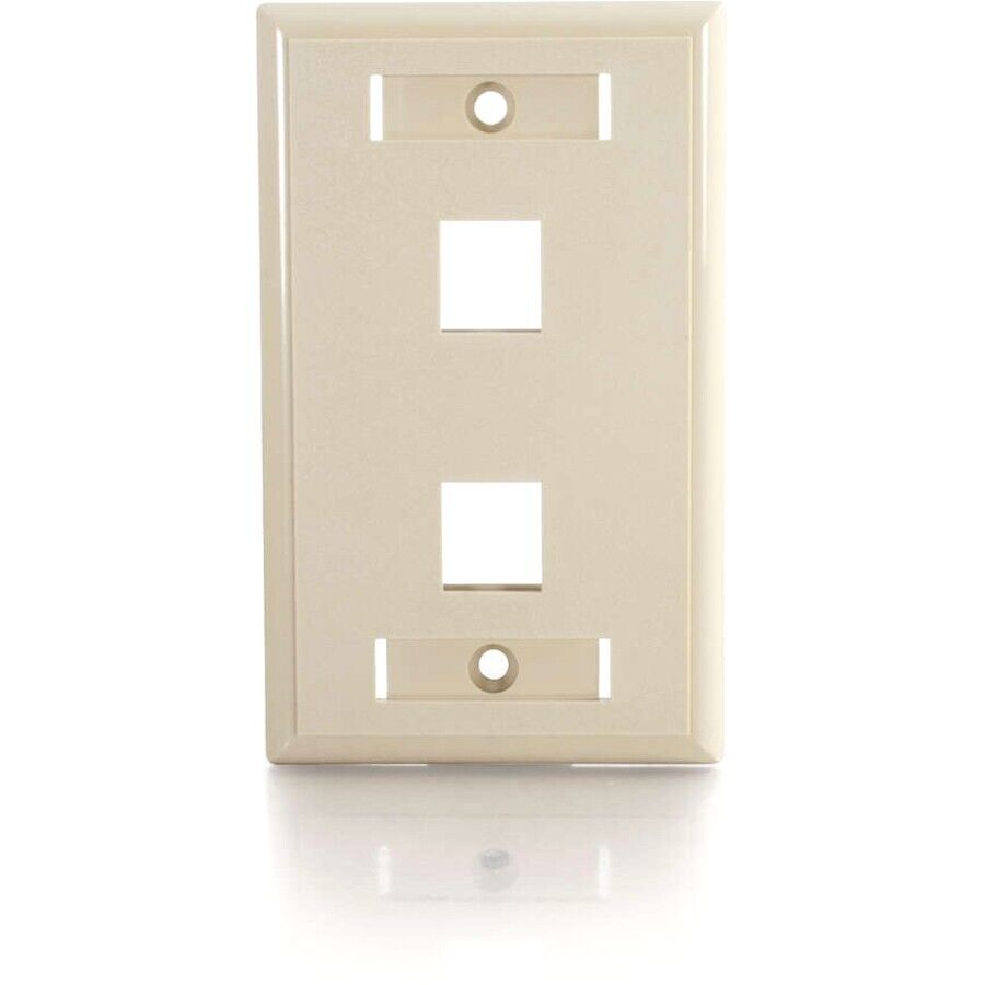 C2G 03711 2 Slot Port Keystone Wall Face Plate IVORY Single Gang Flush Mount