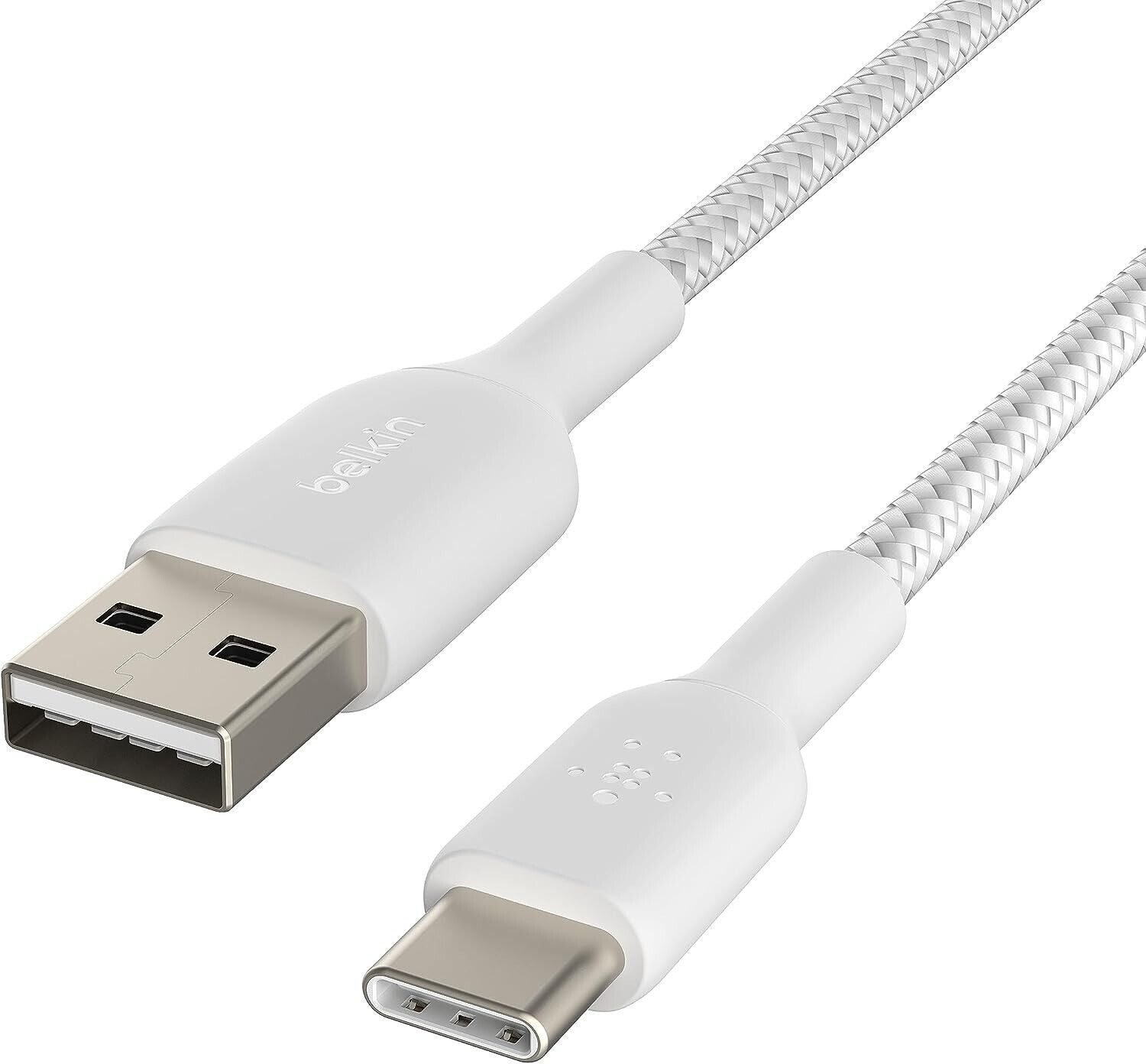 Belkin CAB002BT2MWH 6.6FT (2M) BoostCharge USB-C to USB-A WHITE Braided Cable