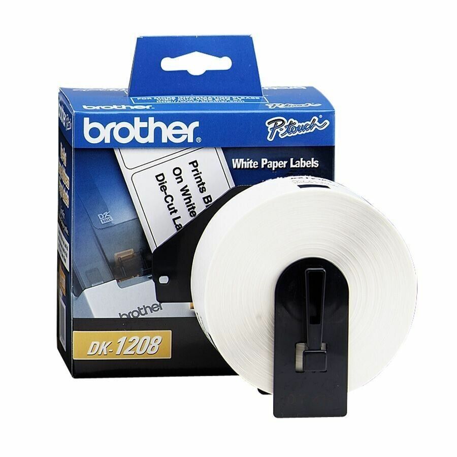 Brother DK1208 3.5" x 1.5" Rectangle White Paper Label 400/Roll Direct Thermal