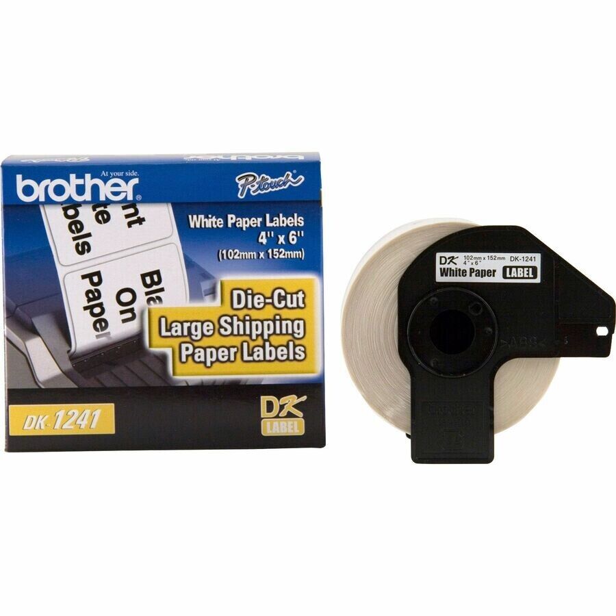 Brother DK1241 4" x 6" DK Shipping White Paper Label 200/Roll DIrect Thermal