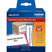 Brother DK2212 DK 2.4" x 50' Black on White COntinuous Length Film Tape Labels