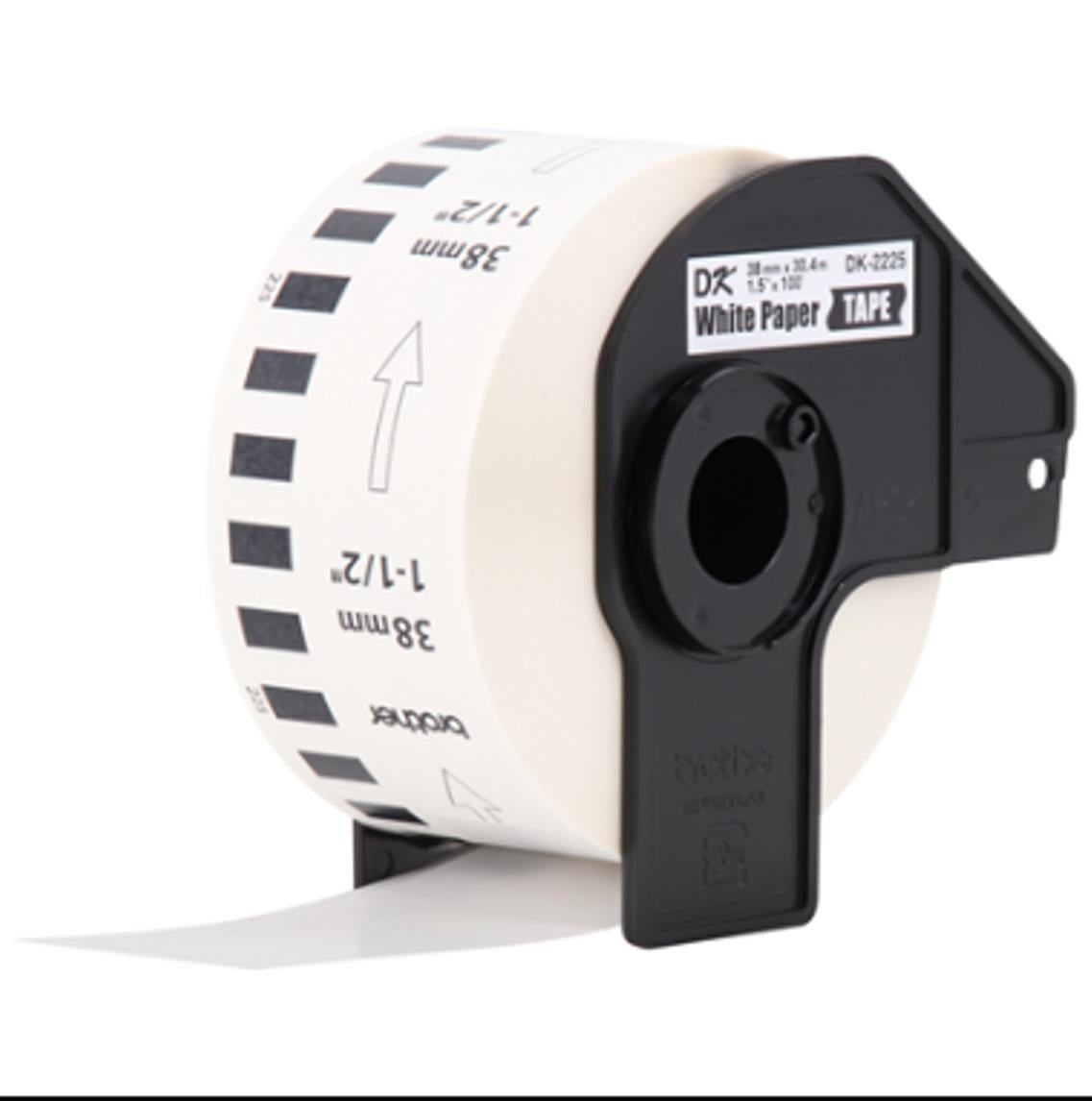 Brother DK2225 DK 1.5" x 100' Black on White Continuous Length Paper Tape Labels