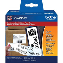 Brother DK2246 DK 4.07' x 100' Black on White Continuous Length Paper Tape Label