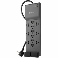 Belkin SRA009P12TT8 12 Outlet Surge Power Strip Protector BLACK w 8FT Cord 3780J