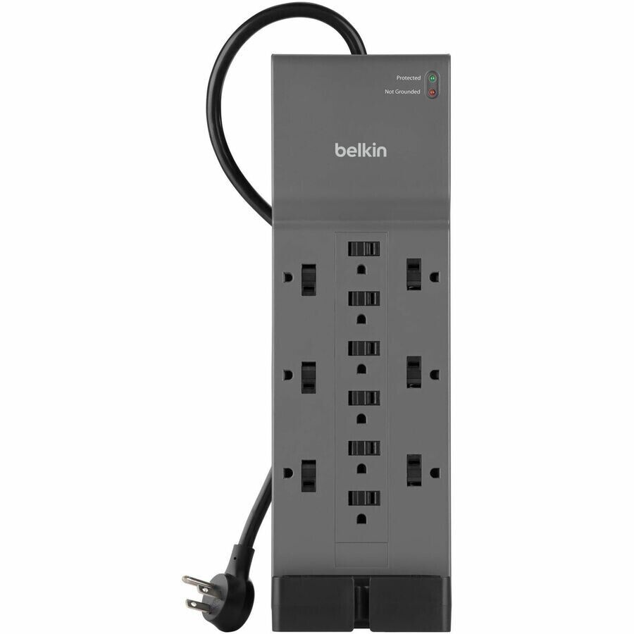 Belkin SRA009P12TT8 12 Outlet Surge Power Strip Protector BLACK w 8FT Cord 3780J