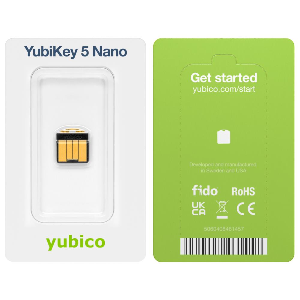 Yubico 8880001015 YubiKey 5 Nano NFC Two-Factor Auth 2FA Security Key USB-A FIDO