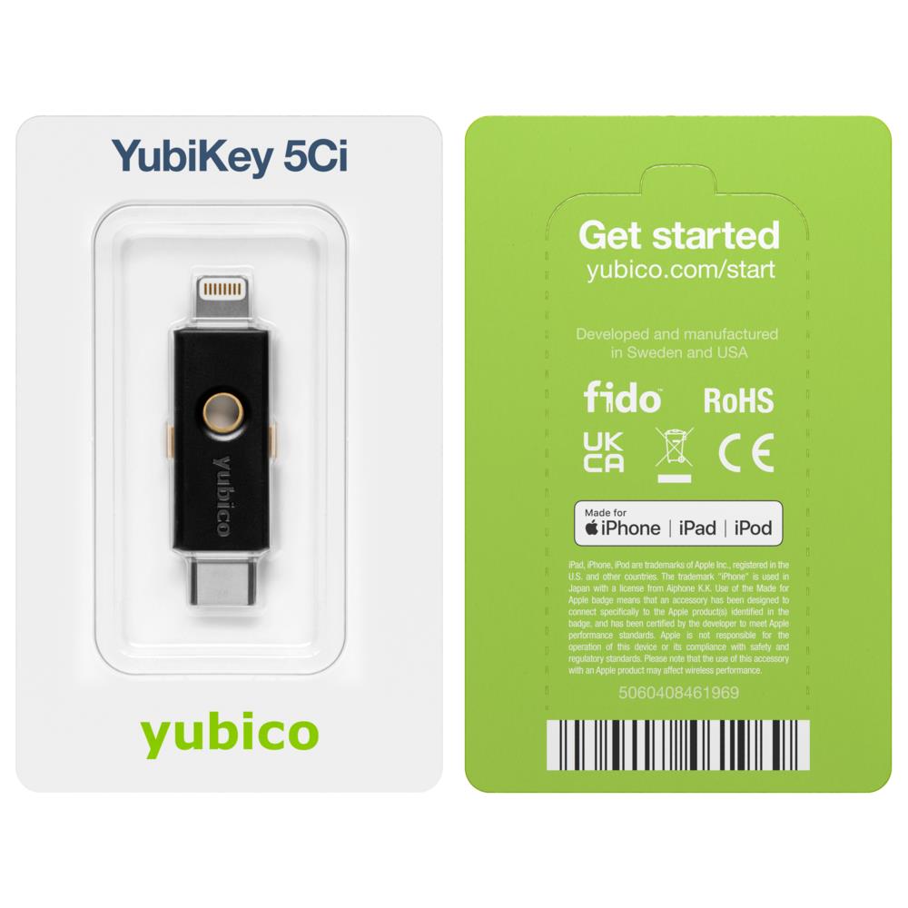 Yubico 8880001067 Yubikey 5Ci Two-Factor Auth 2FA Security Key USB-C Lightning