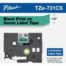 Brother TZE731CS P-Touch 1/2"x26.2' BLACK on GREEN Laminated Label Tape Cartrdge