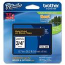 Brother TZE344 P-Touch 3/4"x26.2' GOLD on BLACK Laminated Label Tape Cartridge