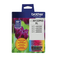 Brother INKvestment LC30133PKS High Yield CYAN MAGENTA YELLOW Cartridges 2/Order