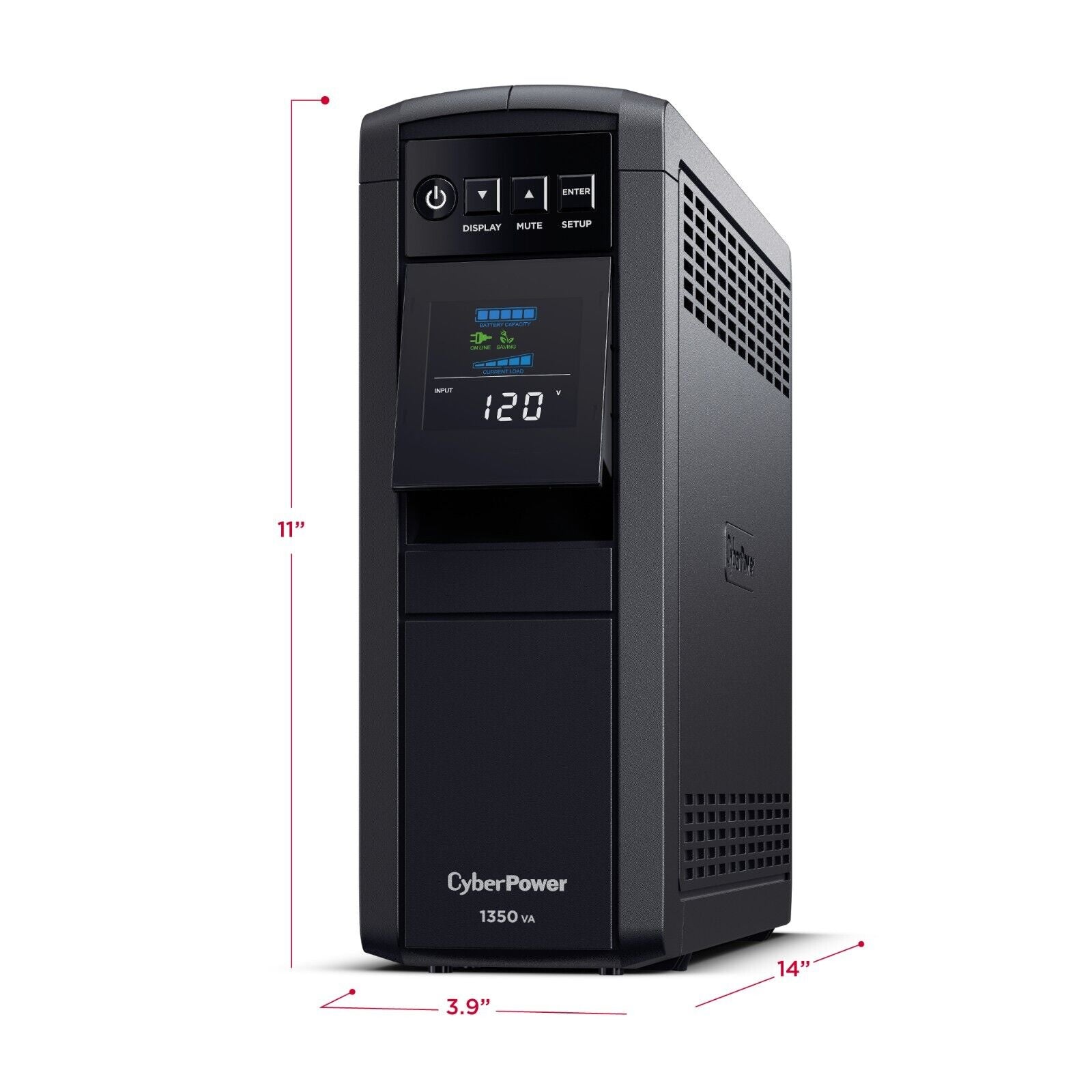 CyberPower CP1350PFCLCD 6+6 Outlets Sinewave LCD UPS System 1350VA 880W 1445J