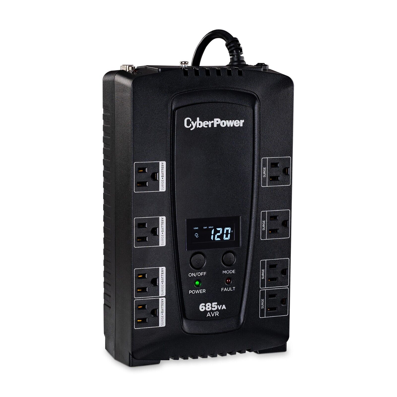 CyberPower CP685AVRLCD 4+4 Outlets Intelligent LCD UPS 685VA 390W +RJ45 RG6 RJ11