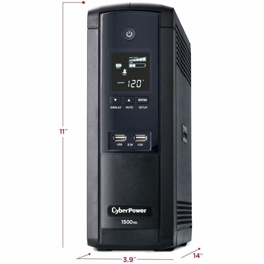 CyberPower BRG1500AVRLCD2 6+6 Outlets Intelligent LCD 1500V Mini Tower UPS Tower